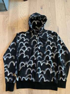 Evisu Ranch & Co Custom Made All Over Seagull Print Zip-Up Hoodie Size 1XL